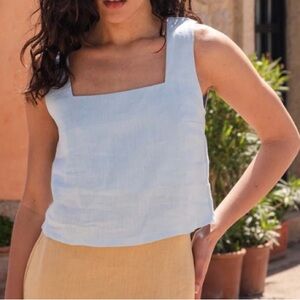 Mahina Square-Neck Linen Crop Top